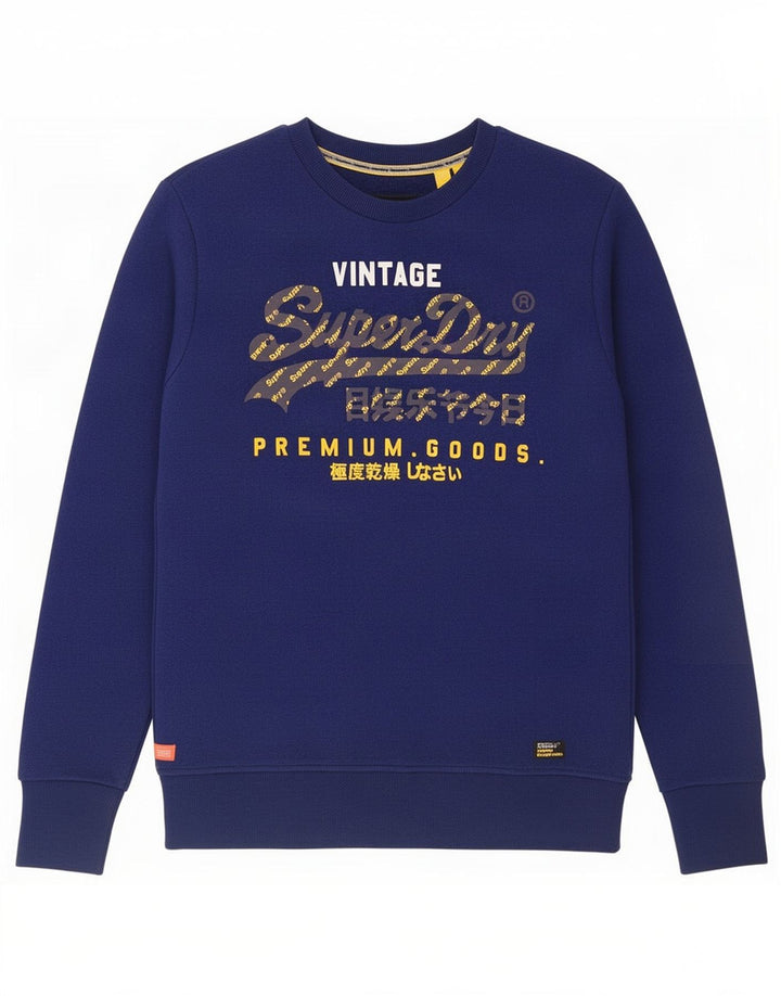 Superdry Mens Graphic Sweatshirt Jumper Medium Blue Cotton