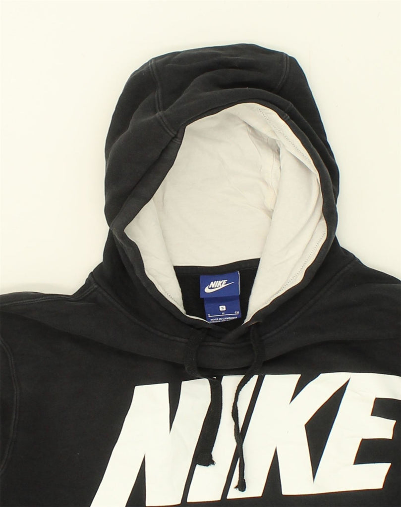 NIKE Mens Graphic Hoodie Jumper Small Black Cotton | Vintage Nike | Thrift | Second-Hand Nike | Used Clothing | Messina Hembry 