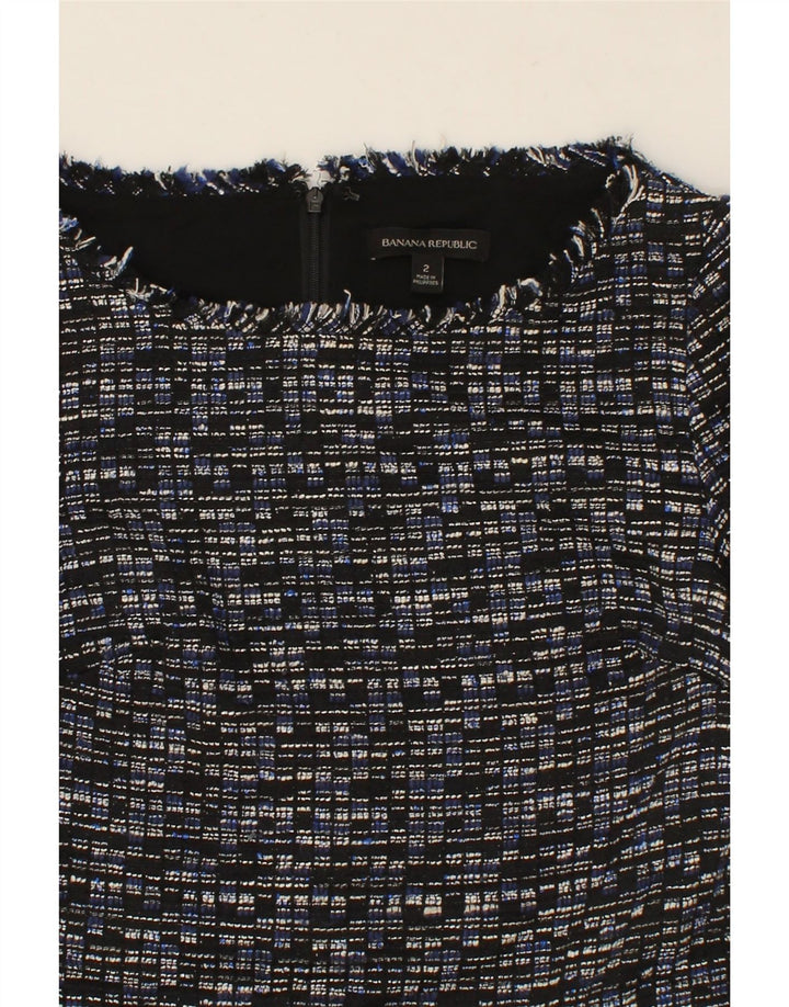 BANANA REPUBLIC Womens Sheath Dress US 2 XS Navy Blue Check Polyester Vintage Banana Republic and Second-Hand Banana Republic from Messina Hembry 