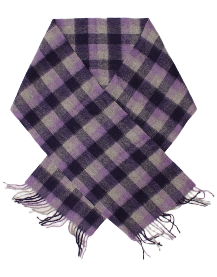 Edinburgh Womens Rectangle Scarf One Size Purple Check Lambswool Classic