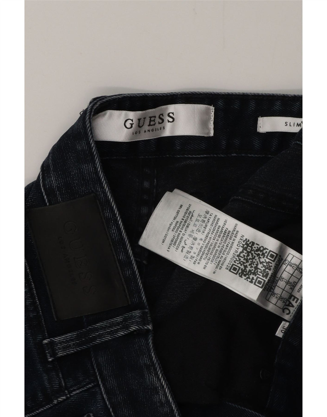 GUESS Mens Slim Distressed Denim Shorts W30 Medium Navy Blue Cotton