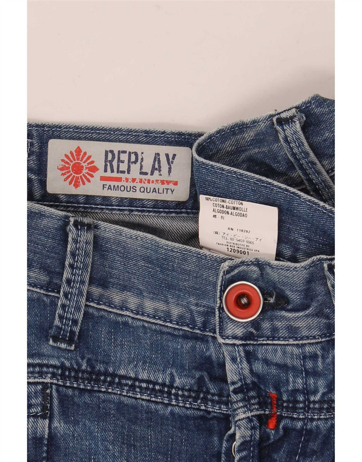 Replay Mens Bootcut Jeans W33 L36 Blue Cotton
