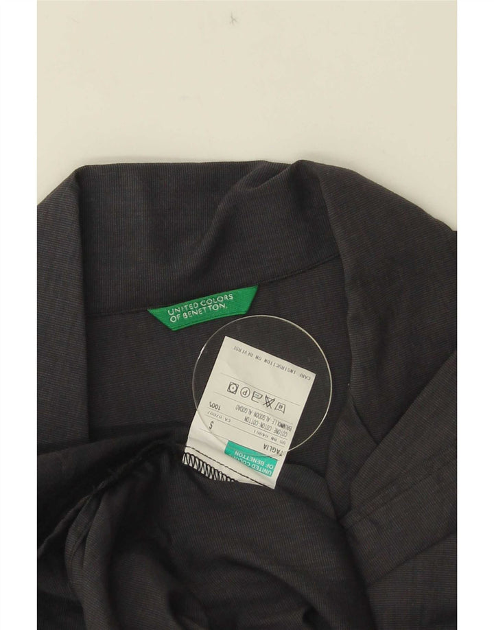 Benetton Womens Oversized Shirt UK 10 Small Grey Cotton