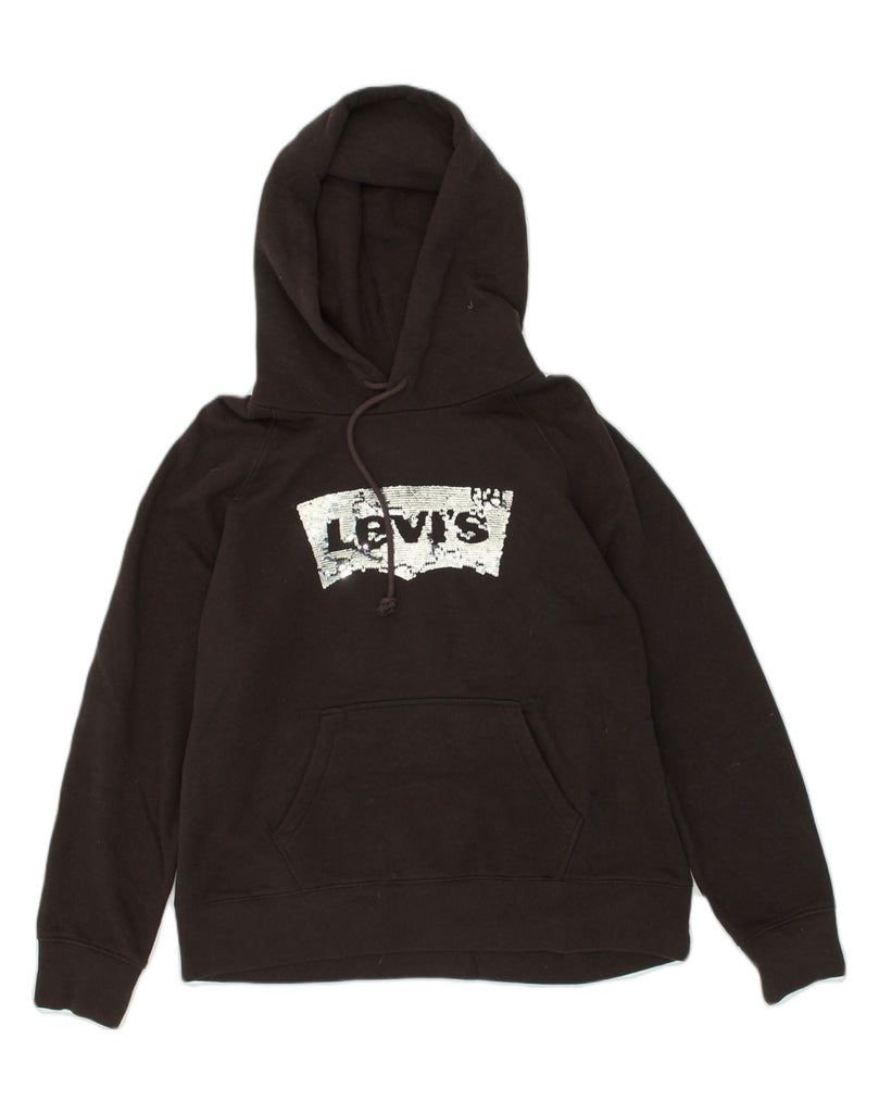 LEVI'S Womens Graphic Hoodie Jumper UK 14 Medium Black Cotton | Vintage Levi's | Thrift | Second-Hand Levi's | Used Clothing | Messina Hembry 