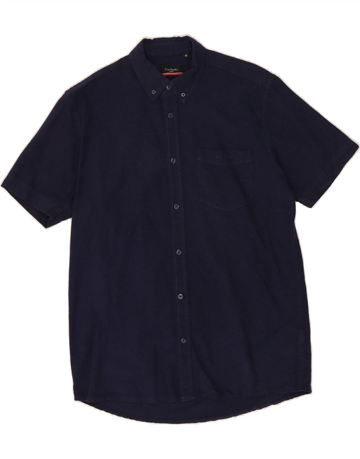 PIERRE CARDIN Mens Regular Fit Short Sleeve Shirt Medium Navy Blue Cotton Vintage Pierre Cardin and Second-Hand Pierre Cardin from Messina Hembry 
