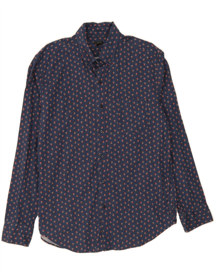 J. CREW Mens Shirt Large Navy Blue Floral Cotton Vintage J. Crew and Second-Hand J. Crew from Messina Hembry 