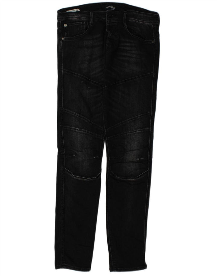 JACK & JONES Mens Slim Jeans W32 L32 Black Cotton
