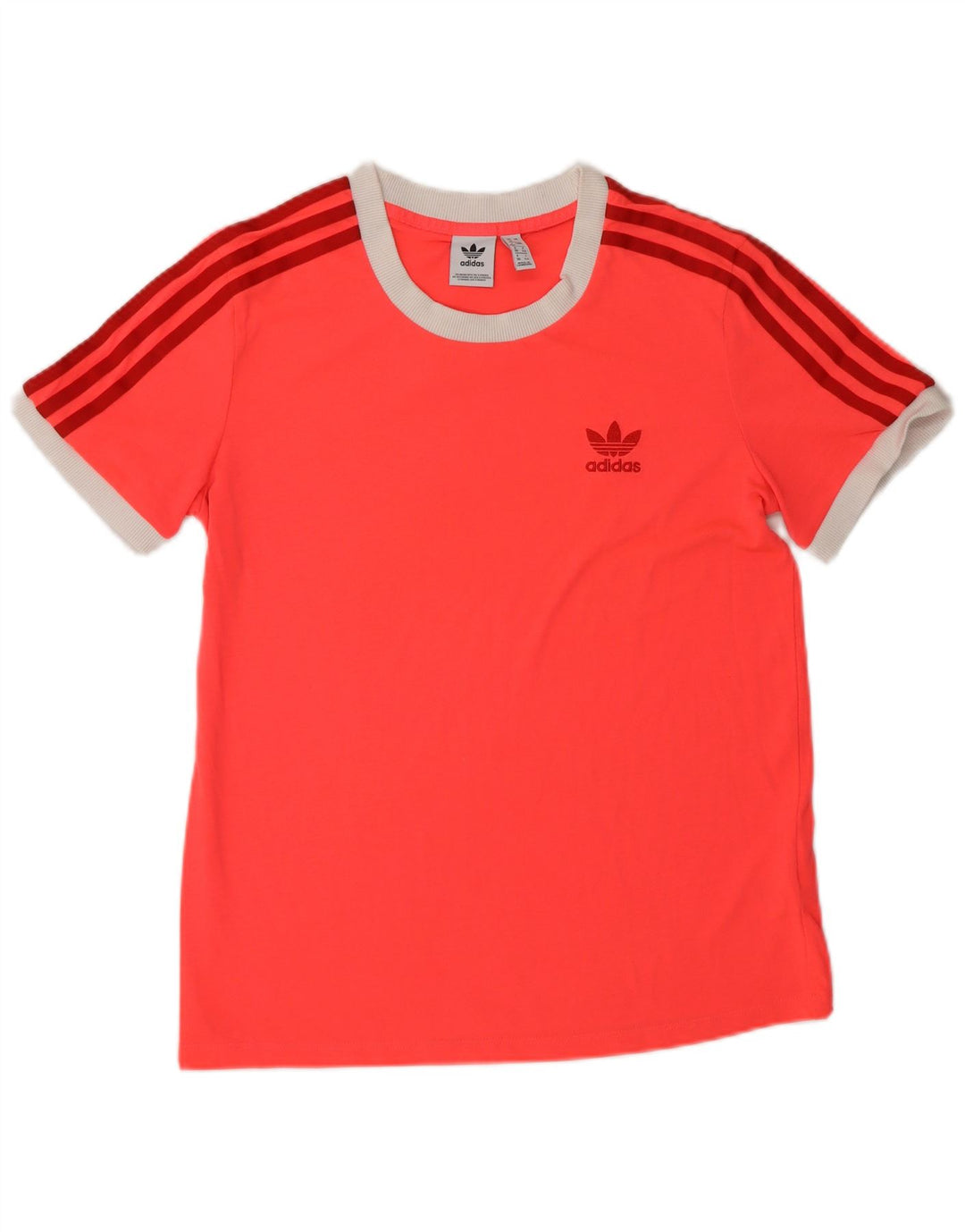ADIDAS Womens T-Shirt Top UK 12 Medium Orange Polyester