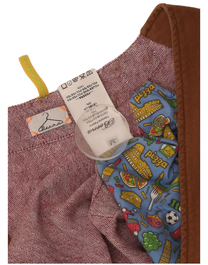 Berna Mens Double Breasted Waistcoat Medium Brown Cotton