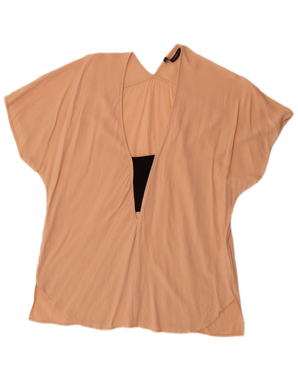 Zara Womens Blouse Top UK 16 Large Pink Viscose
