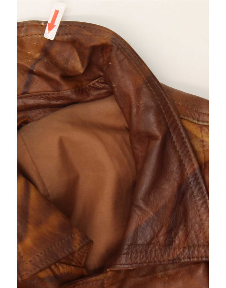 Vintage Mens Military Leather Jacket UK 44 2XL Brown Leather