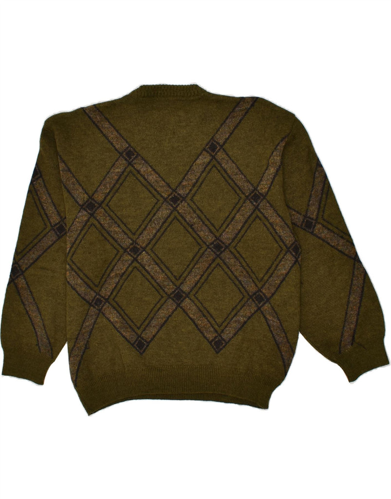 BIZZARRO Mens Crew Neck Jumper Sweater IT 50 Medium Khaki Argyle/Diamond | Vintage Bizzarro | Thrift | Second-Hand Bizzarro | Used Clothing | Messina Hembry 