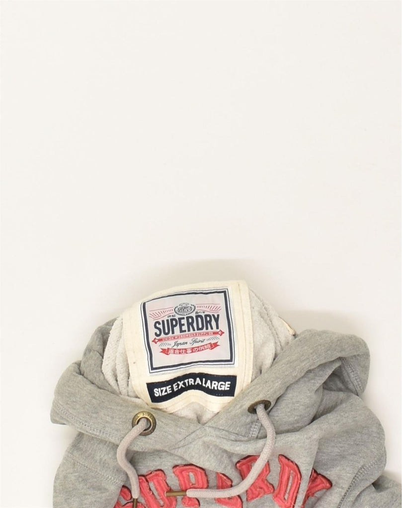 SUPERDRY Womens Graphic Hoodie Jumper UK 18 XL Grey Cotton | Vintage Superdry | Thrift | Second-Hand Superdry | Used Clothing | Messina Hembry 