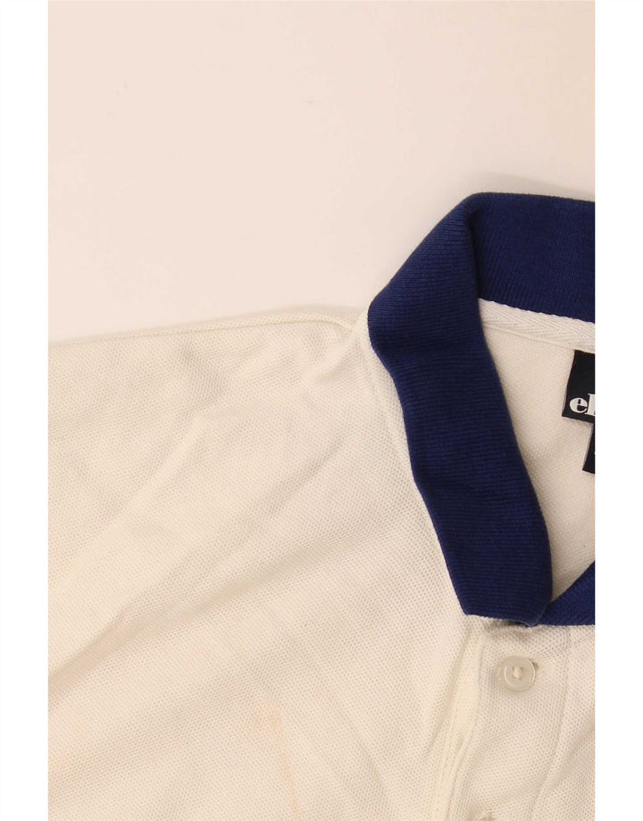 Ellesse Mens Polo Shirt Small Off White Cotton