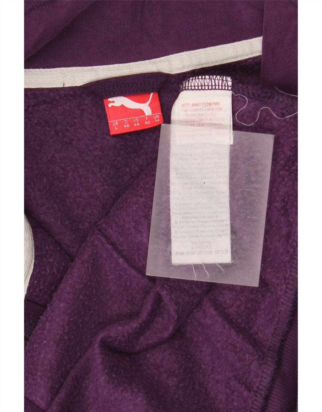 Puma Womens Tracksuit Top Jacket UK 14 Large Purple Polyester