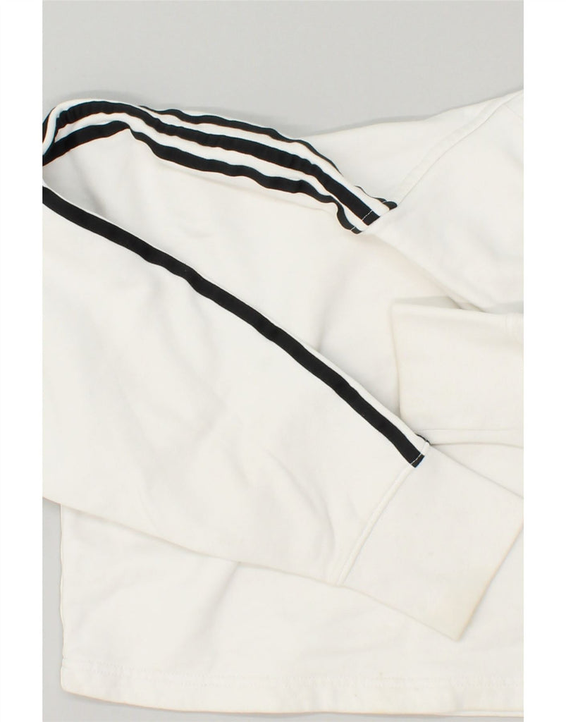 ADIDAS Womens Oversized Crop Hoodie Jumper UK 8 Small White Cotton | Vintage Adidas | Thrift | Second-Hand Adidas | Used Clothing | Messina Hembry 