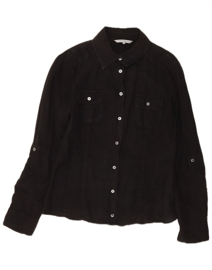 Marella Womens Shirt UK 12 Medium Black Linen