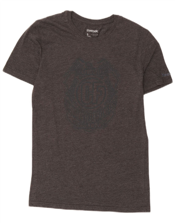 Reebok Mens Graphic T-Shirt Top Small Grey Flecked Polyester