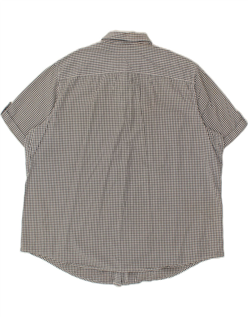 PENGUIN Mens Short Sleeve Shirt 2XL Grey Gingham Cotton | Vintage Penguin | Thrift | Second-Hand Penguin | Used Clothing | Messina Hembry 