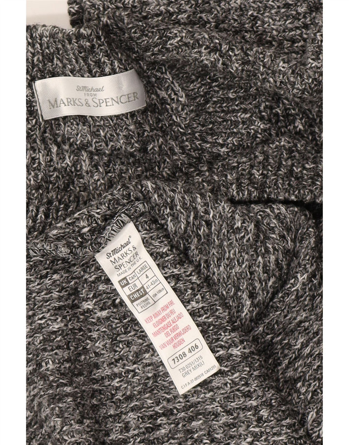 Marks & Spencer Mens Crew Neck Jumper Sweater Large Grey Flecked Acrylic