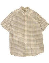 L.L.BEAN Mens Wrinkle Resistant Short Sleeve Shirt 3XL Yellow Check Cotton