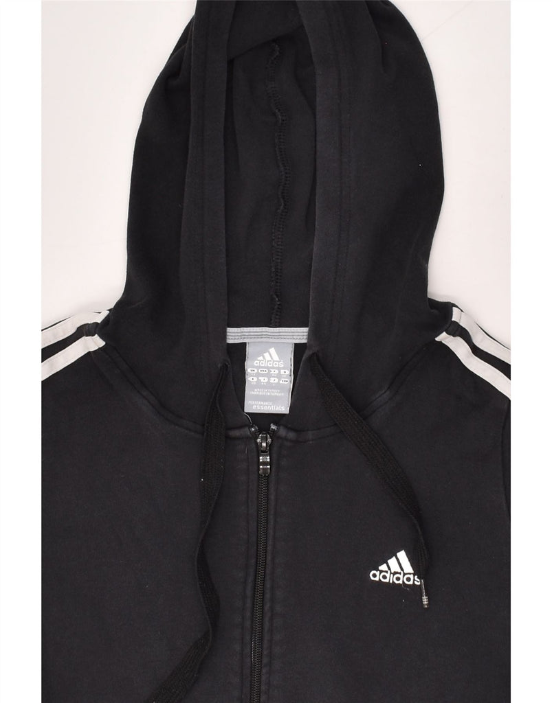 ADIDAS Womens Zip Hoodie Sweater UK 12 Medium Black Cotton | Vintage Adidas | Thrift | Second-Hand Adidas | Used Clothing | Messina Hembry 