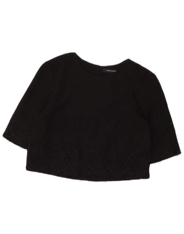 French Connection Womens Crop Top UK 8 Small Black Polyester