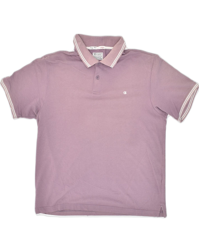 CHAMPION Mens Easy Fit Polo Shirt Large Purple Cotton | Vintage Champion | Thrift | Second-Hand Champion | Used Clothing | Messina Hembry 