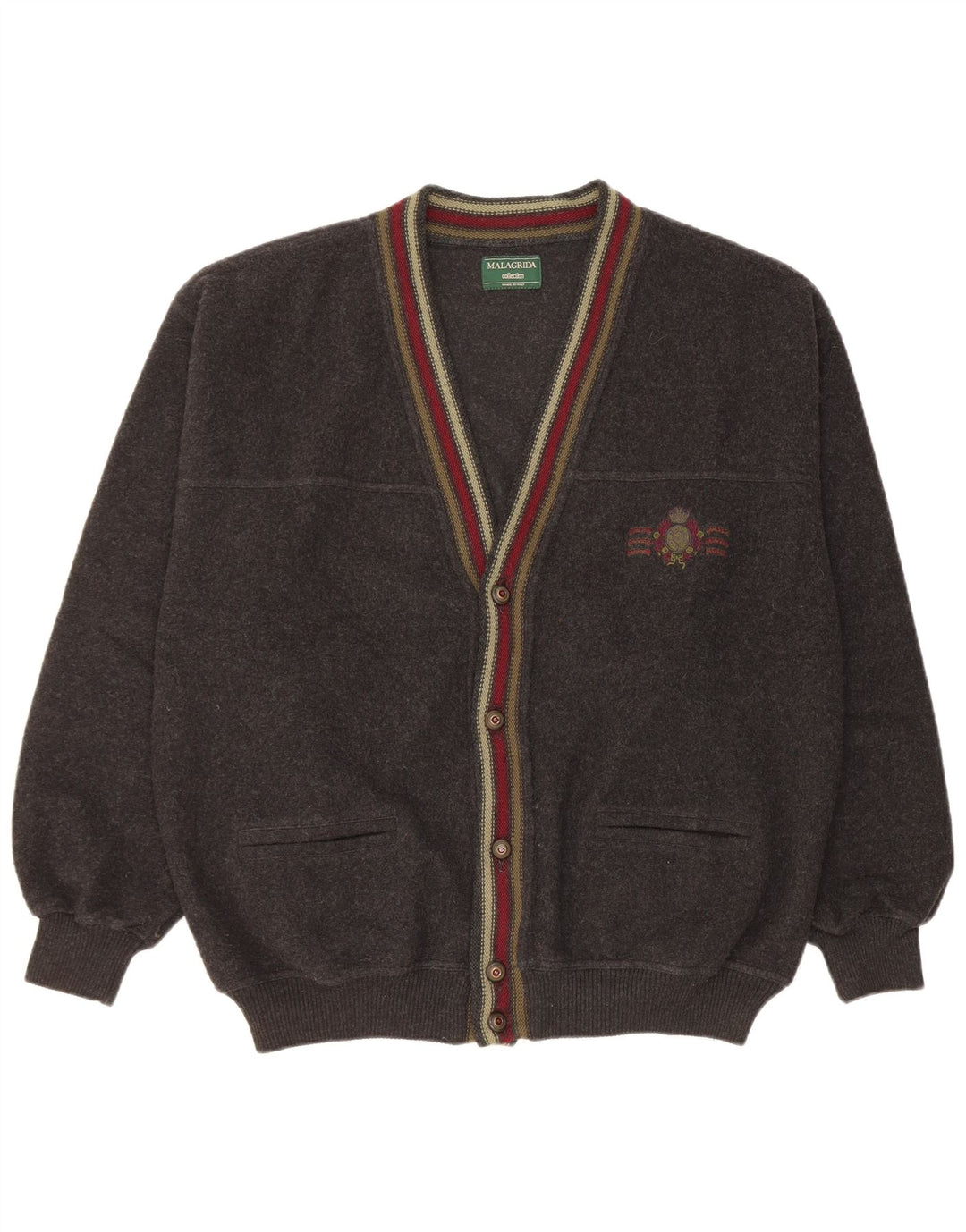 Malagrida Mens Cardigan Sweater XL Black Wool