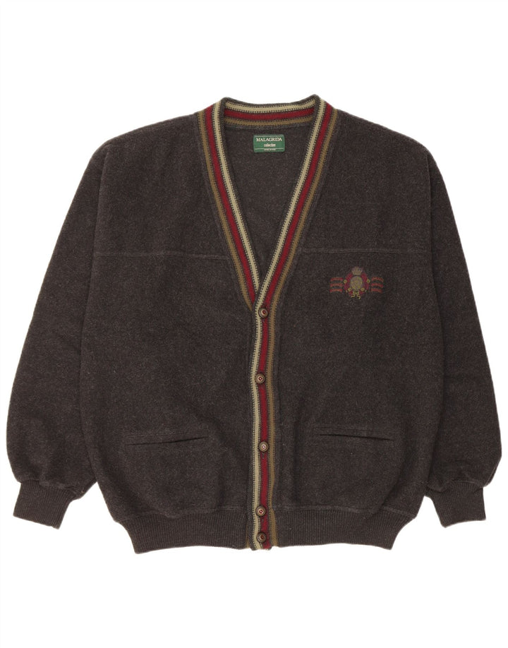 Malagrida Mens Cardigan Sweater XL Black Wool