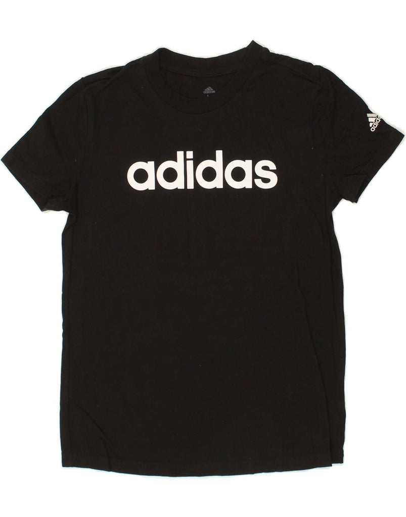 ADIDAS Womens Graphic T-Shirt Top UK 12/14 Medium Black Cotton Vintage Adidas and Second-Hand Adidas from Messina Hembry 