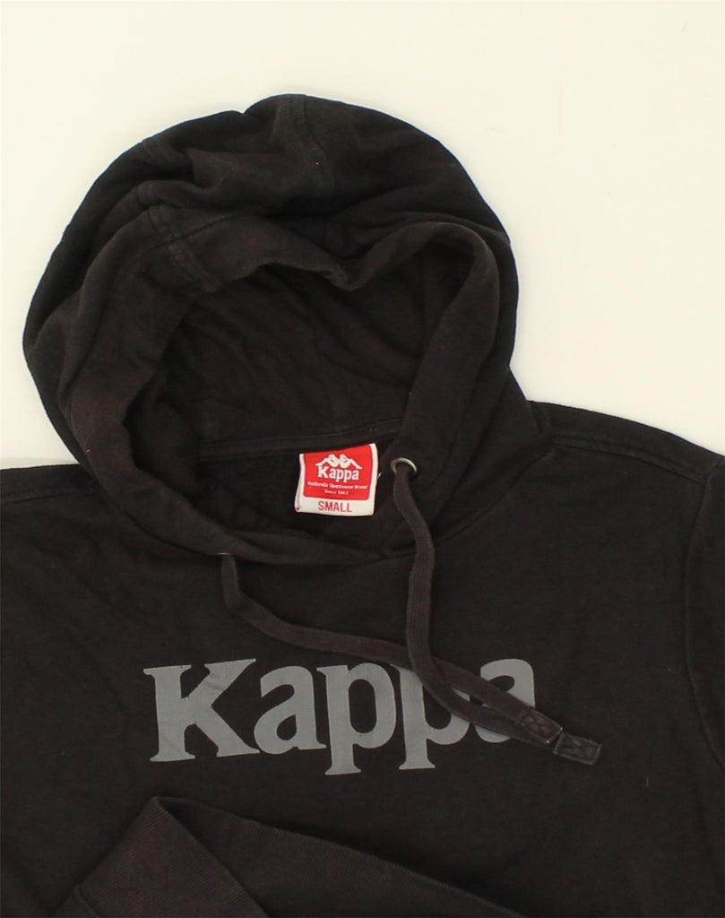 KAPPA Mens Graphic Hoodie Jumper Small Black Cotton | Vintage Kappa | Thrift | Second-Hand Kappa | Used Clothing | Messina Hembry 