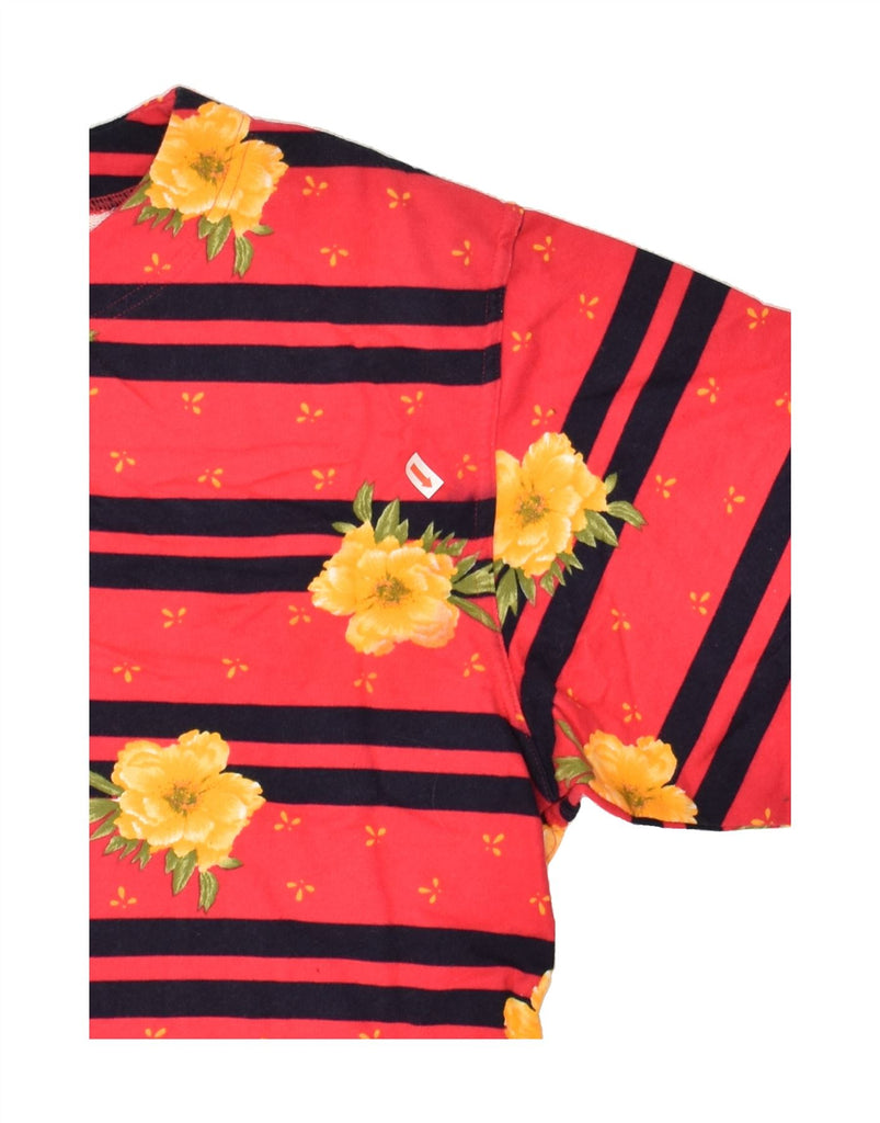 STEFANEL Womens Button Neck Sweatshirt Jumper UK 12 Medium Red Striped | Vintage Stefanel | Thrift | Second-Hand Stefanel | Used Clothing | Messina Hembry 