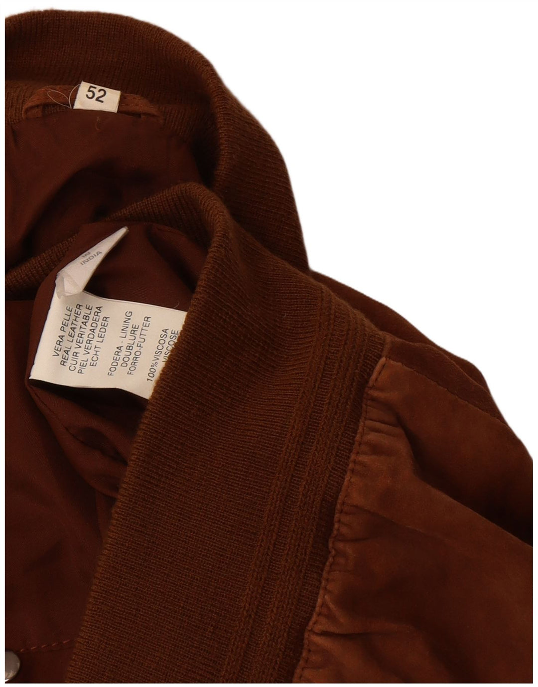 Vintage Mens Suede Bomber Jacket EU 52 XL Brown Leather