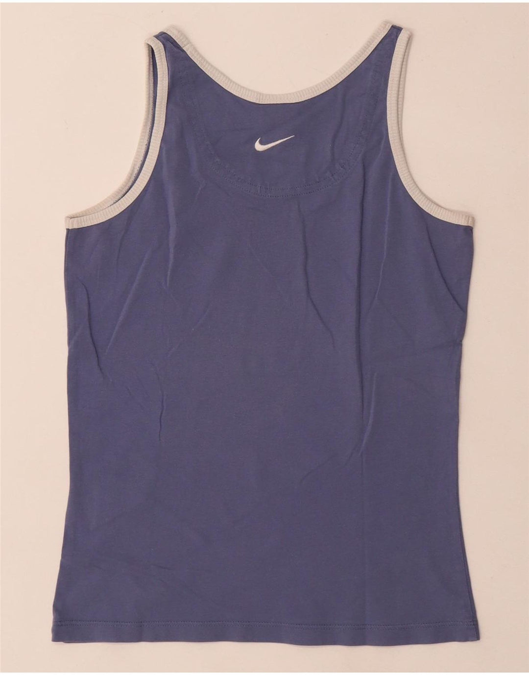 Nike Womens Crop Graphic Vest Top UK 8/10 Small Blue Cotton