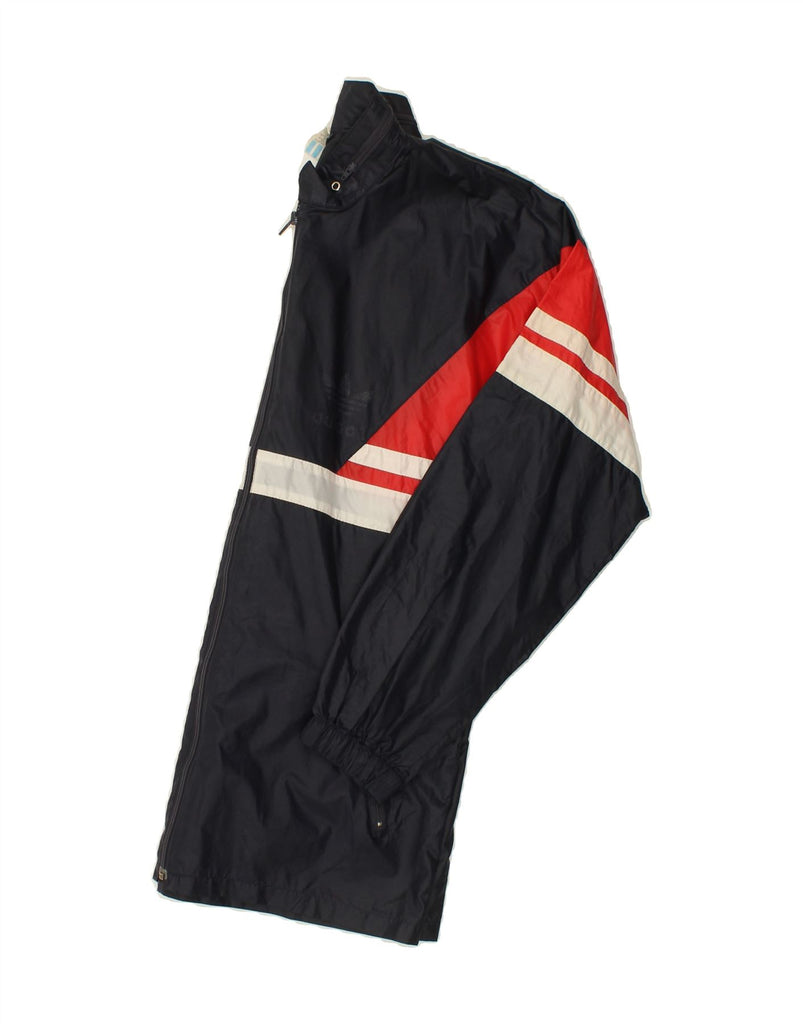 ADIDAS Mens Rain Jacket UK 36 Small Navy Blue Colourblock Nylon Vintage Adidas and Second-Hand Adidas from Messina Hembry 