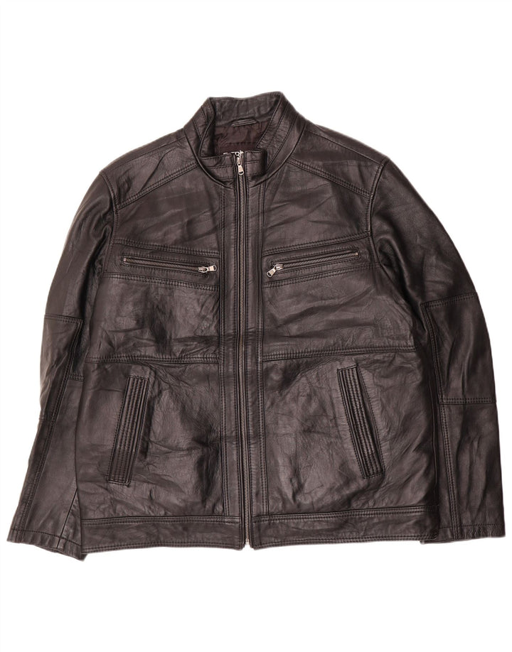Derimod Expo Womens Leather Jacket UK 20 2XL Black Leather