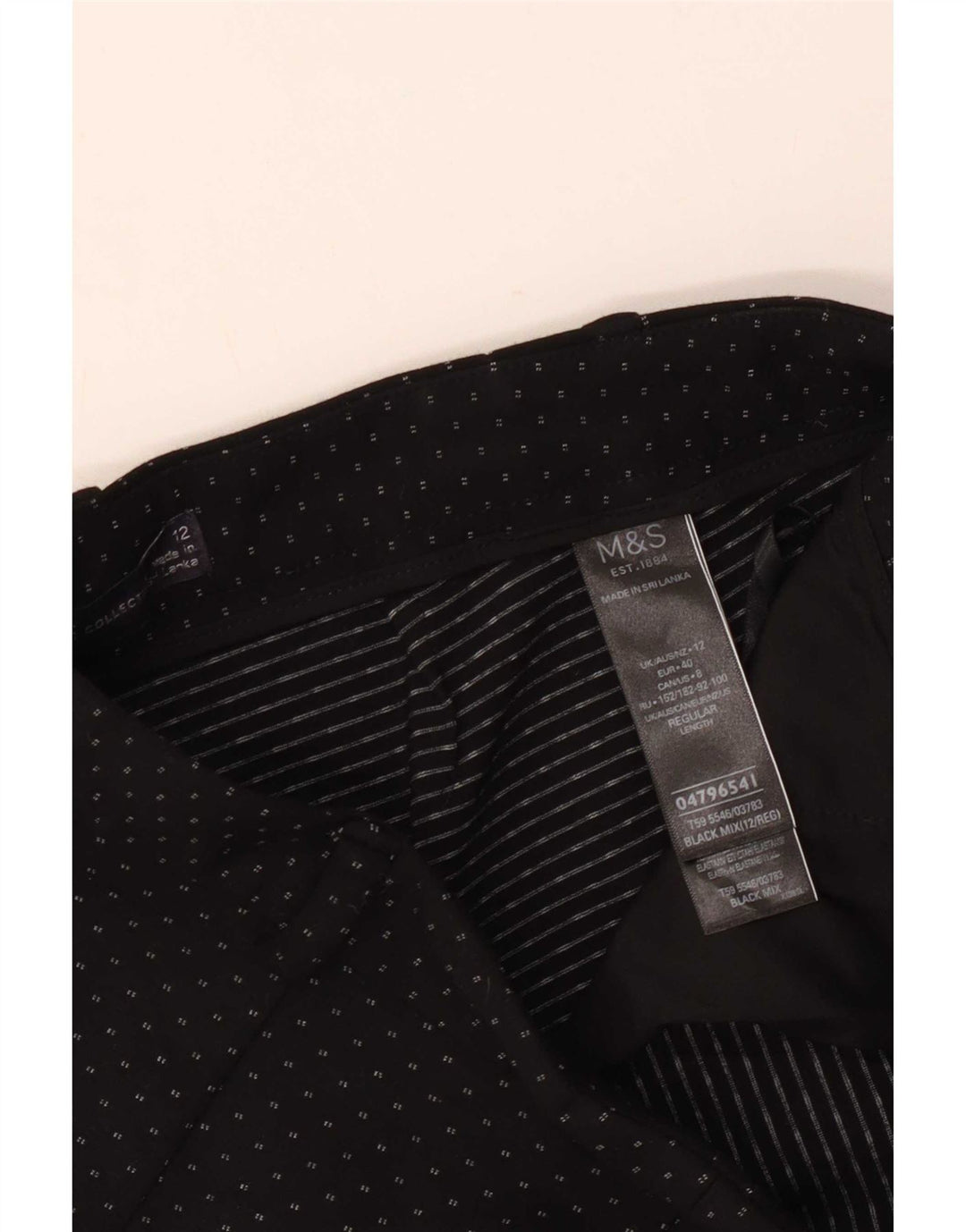 Marks & Spencer Womens Cropped Trousers UK 12 Medium W30 L27 Black Spotted