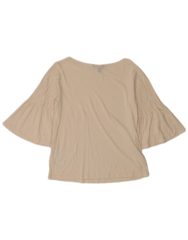 Ralph Lauren Womens Top 3/4 Sleeve UK 14 Medium Off White Cotton