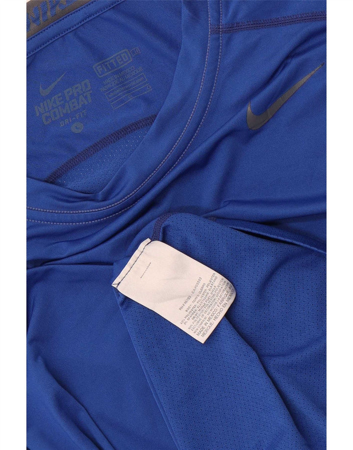 Nike Mens Dri Fit Top Long Sleeve Large Blue Polyester
