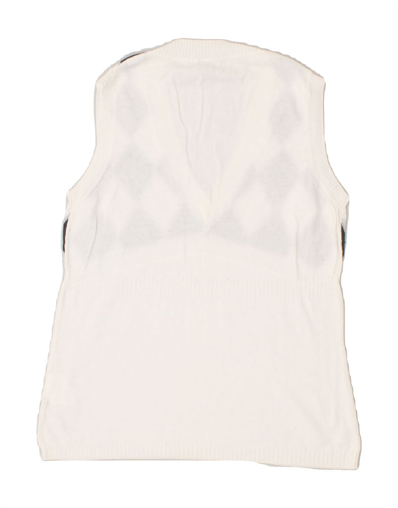CALVIN KLEIN JEANS Womens Vest Tank Top UK 12 Medium White Argyle/Diamond | Vintage Calvin Klein Jeans | Thrift | Second-Hand Calvin Klein Jeans | Used Clothing | Messina Hembry 