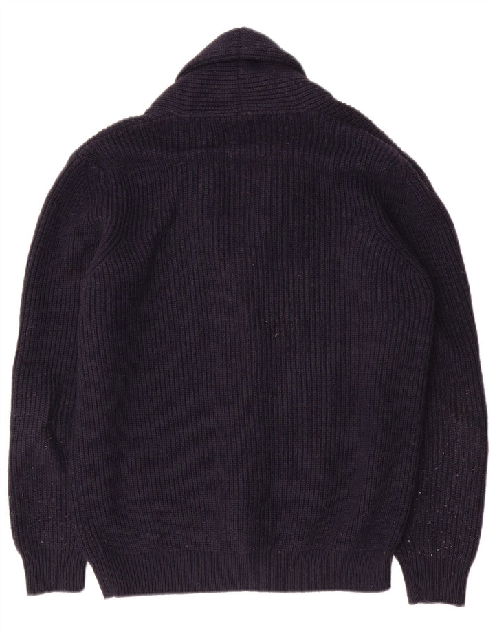 Zara Mens Cardigan Sweater Medium Navy Blue