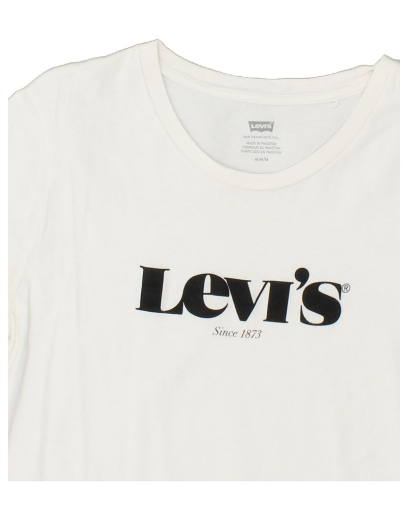 LEVI'S Womens Graphic T-Shirt Top UK 12 Medium White Cotton | Vintage Levi's | Thrift | Second-Hand Levi's | Used Clothing | Messina Hembry 