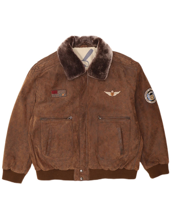Maddox Mens Leather Jacket UK 52 6XL Brown Leather