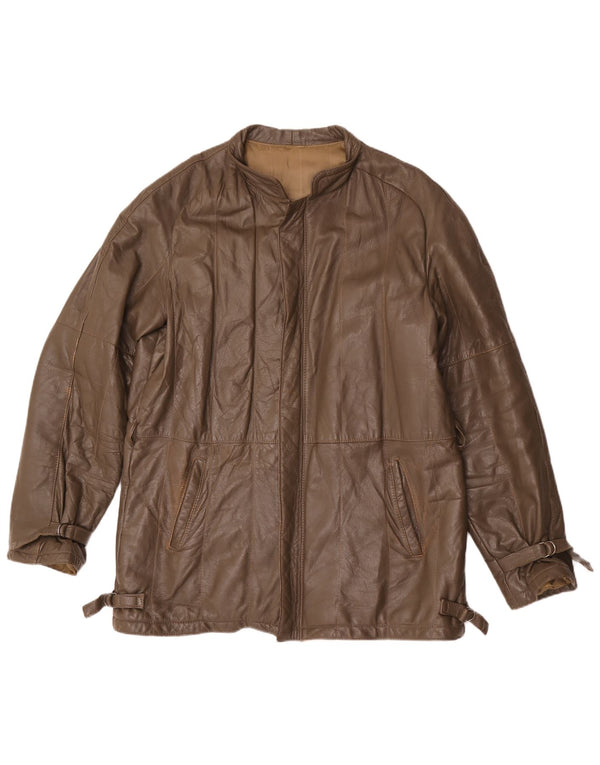 Vintage Mens Leather Jacket IT 54 2XL Brown
