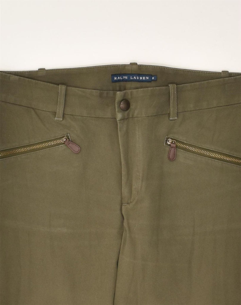 RALPH LAUREN Womens Slim Casual Trousers US 8 Medium W28 L26  Khaki Cotton | Vintage Ralph Lauren | Thrift | Second-Hand Ralph Lauren | Used Clothing | Messina Hembry 