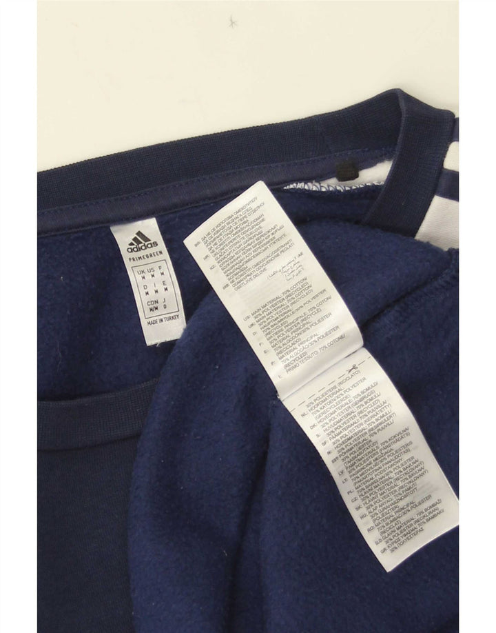 Adidas Mens Graphic Sweatshirt Jumper Medium Navy Blue Colourblock Cotton