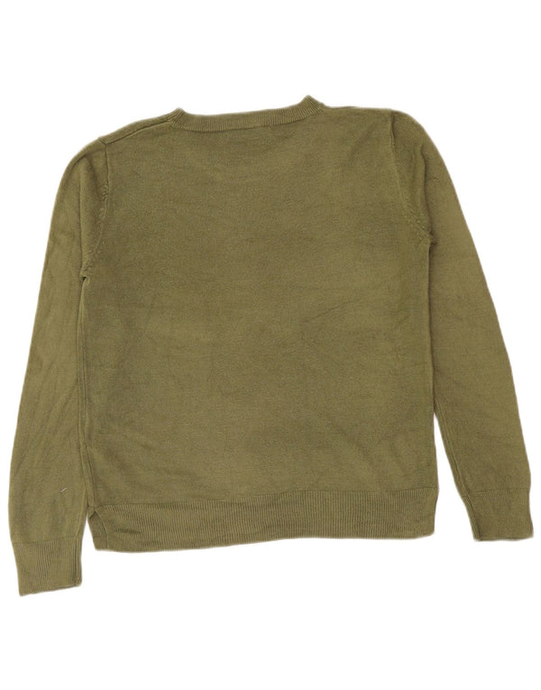Marks & Spencer Womens Crew Neck Jumper Sweater UK 10 Small Green Acrylic