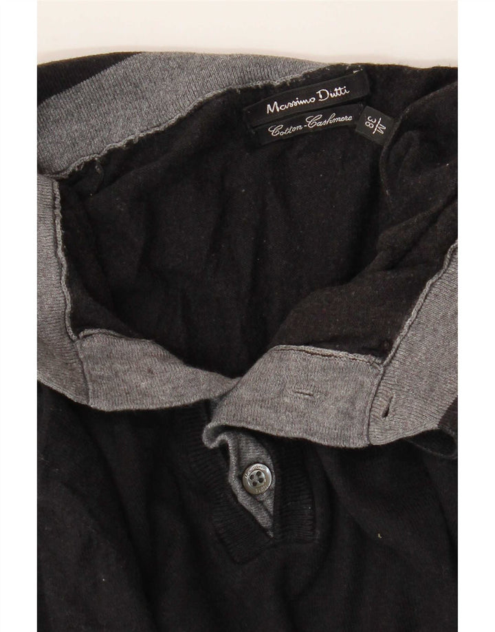 Massimo Dutti Mens Polo Neck Jumper Sweater Medium Black