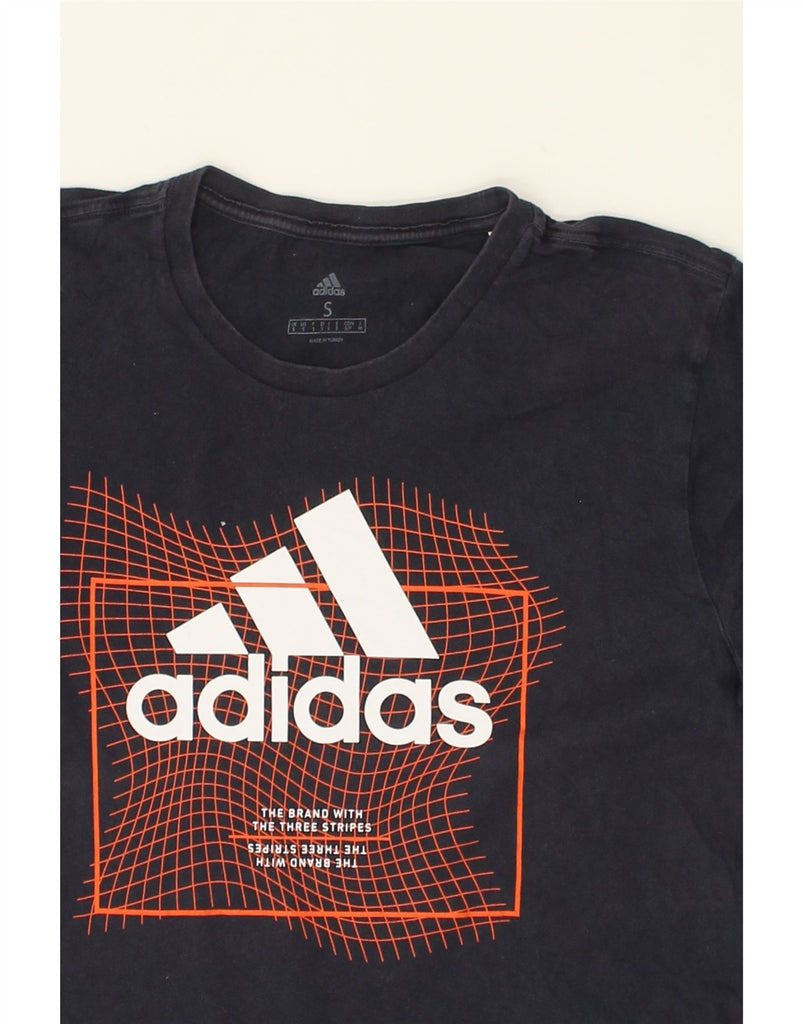 ADIDAS Mens Graphic T-Shirt Top Small Navy Blue Cotton | Vintage Adidas | Thrift | Second-Hand Adidas | Used Clothing | Messina Hembry 